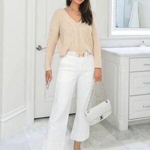 Cabi Cropped Cable Sweater (L)